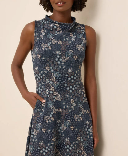 clearance fit & flare cowl neck dress